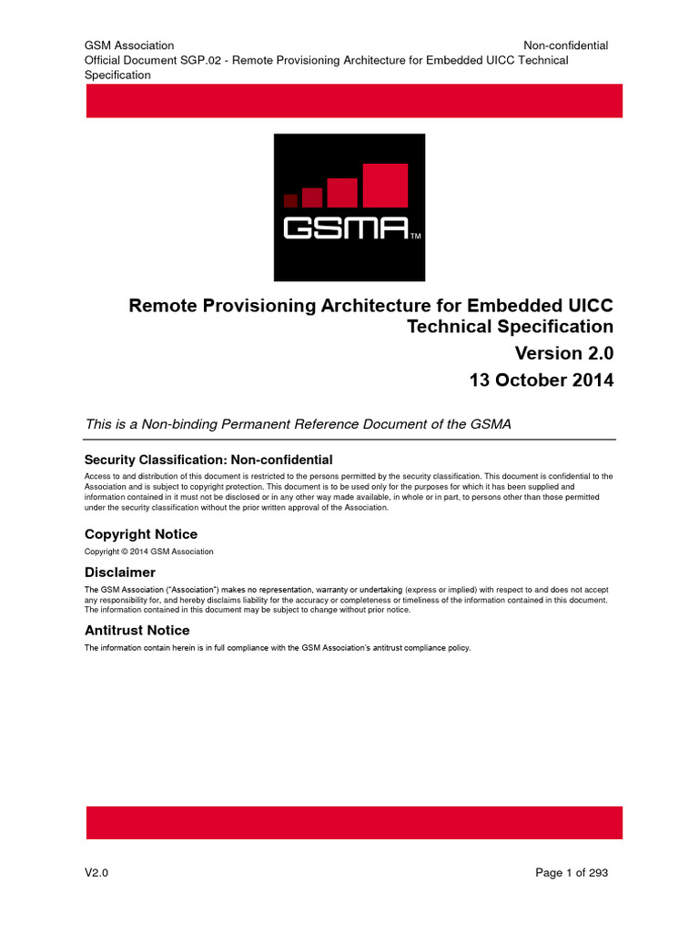 SGP02 Remote Provisioning Architecture For Embedded UICC Technical ...
