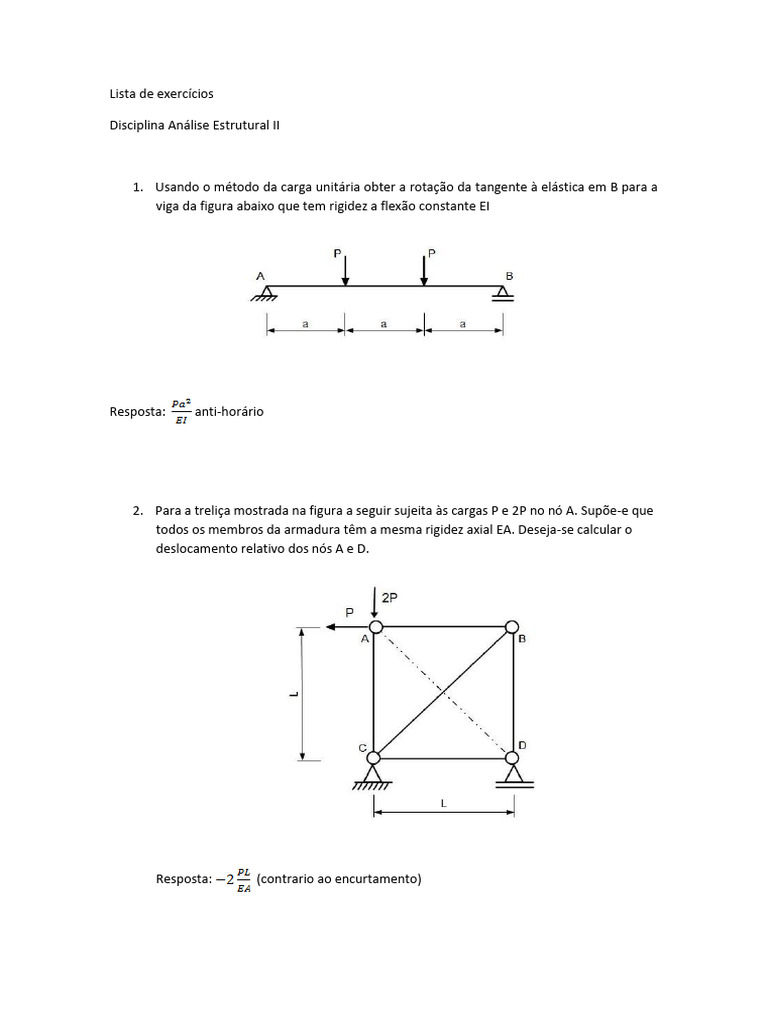 Análise de Estruturas: Exercícios Práticos | PDF | Tecnologia e Engenharia