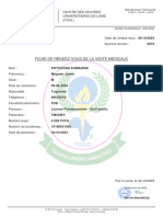 Fiche de Rendez-Vous de La Visite Medicale: Republique Togolaise