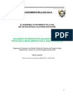 Reg de Preservación, Equilibrio Ecologico y Protección Al Medio Ambiente para El Municipio de La Paz