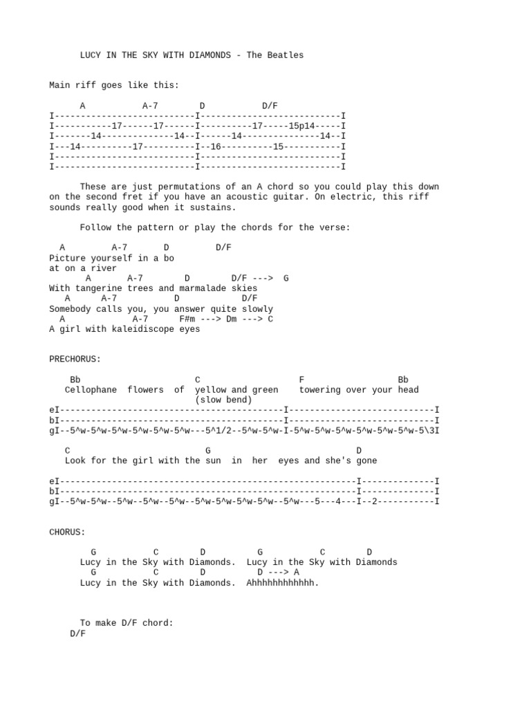 Lucy | PDF | Song Structure | Guitar Family Instruments