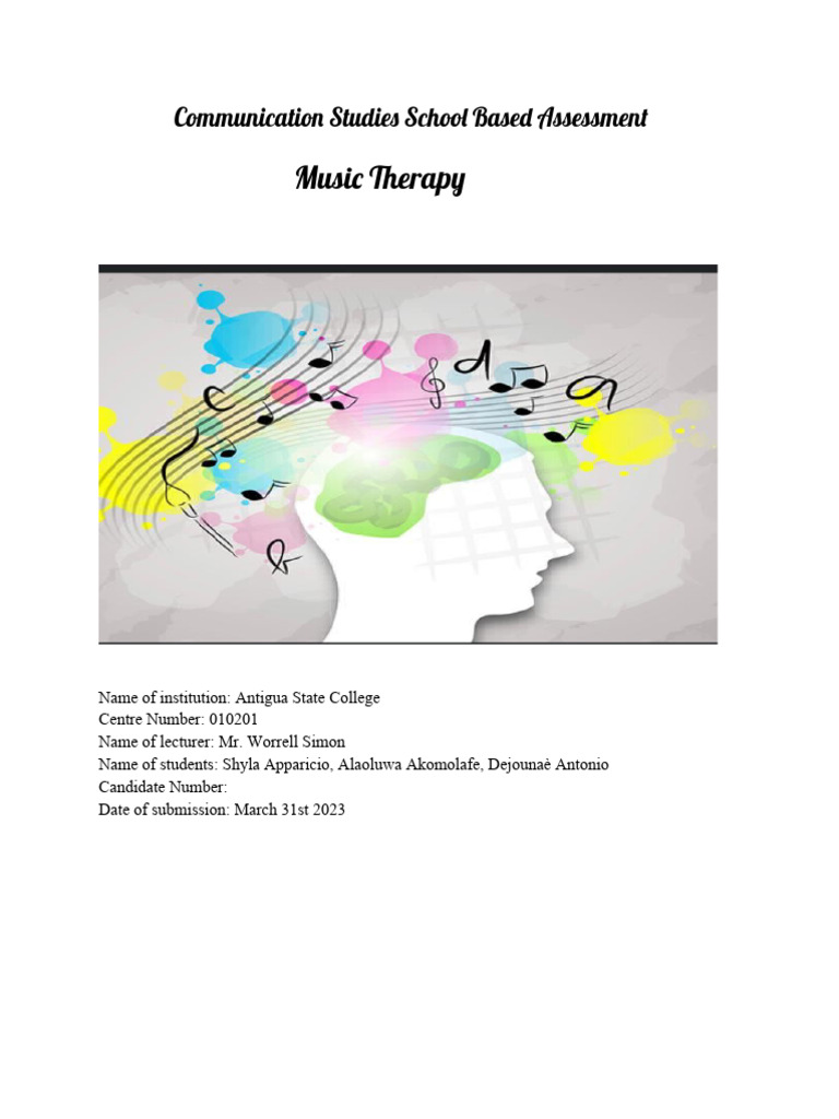 Music Therapy for Student Stress | PDF | Psychotherapy | Mental Health