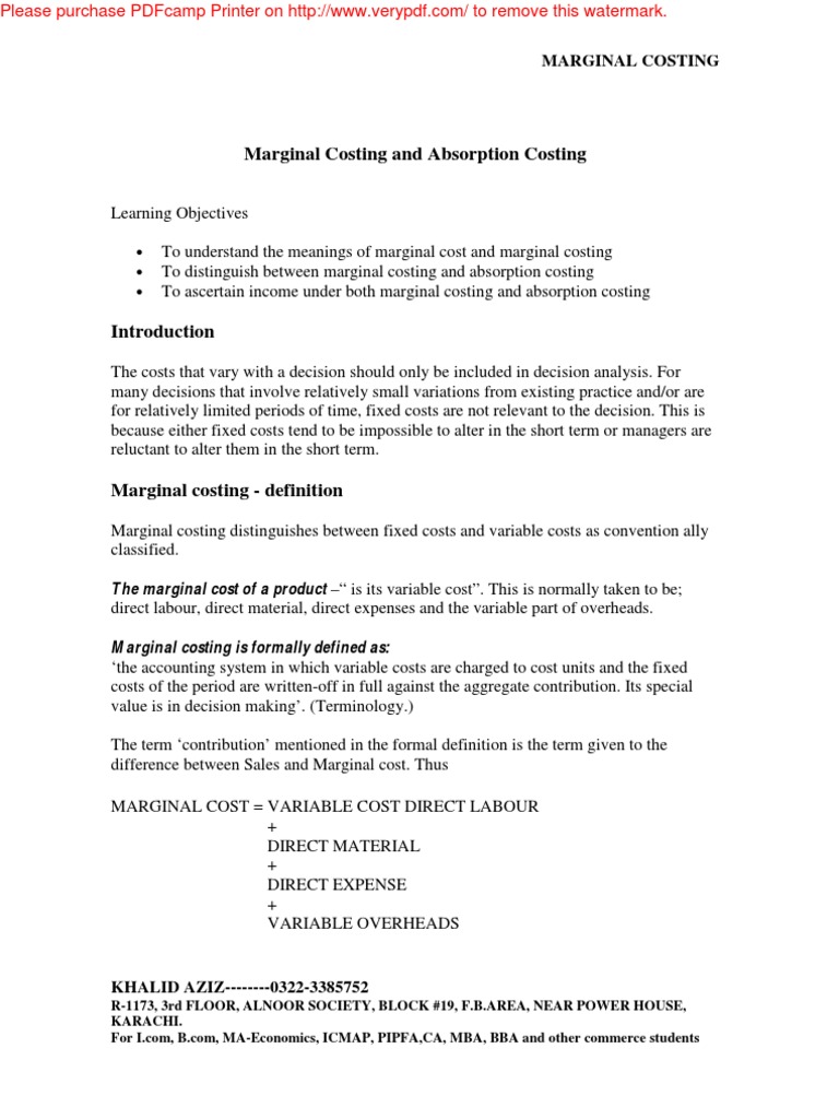 Marginal Costing1 | PDF