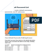 Cisco Default Password List