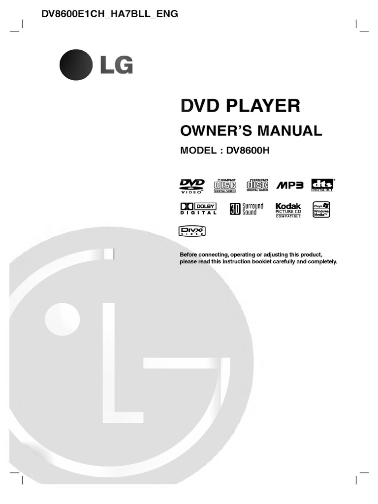 LG DVD Player DV8600E1CH HA7BLL D0029C PDF Compact Disc Dvd