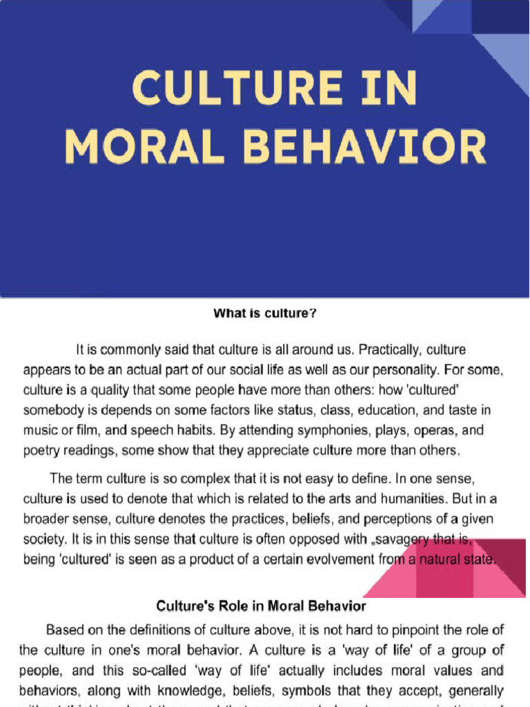 Lesson 2 Culture in Moral Behavior PDF