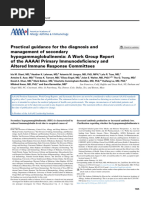 Practical Guidance For The Diagnosis and Management of Secondary Hypogammaglobulinemia - A Work Group Report of The AAAAI Primary Immunodeficiency and Altered Immune Response Committees