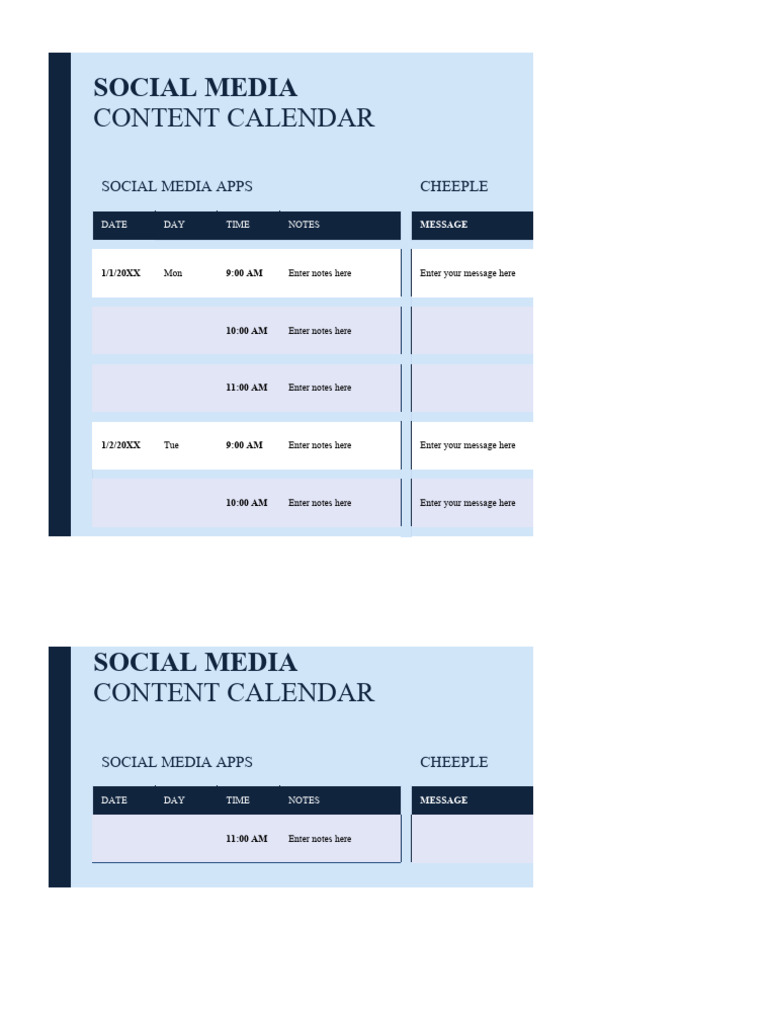 Social Media Content Calendar | PDF