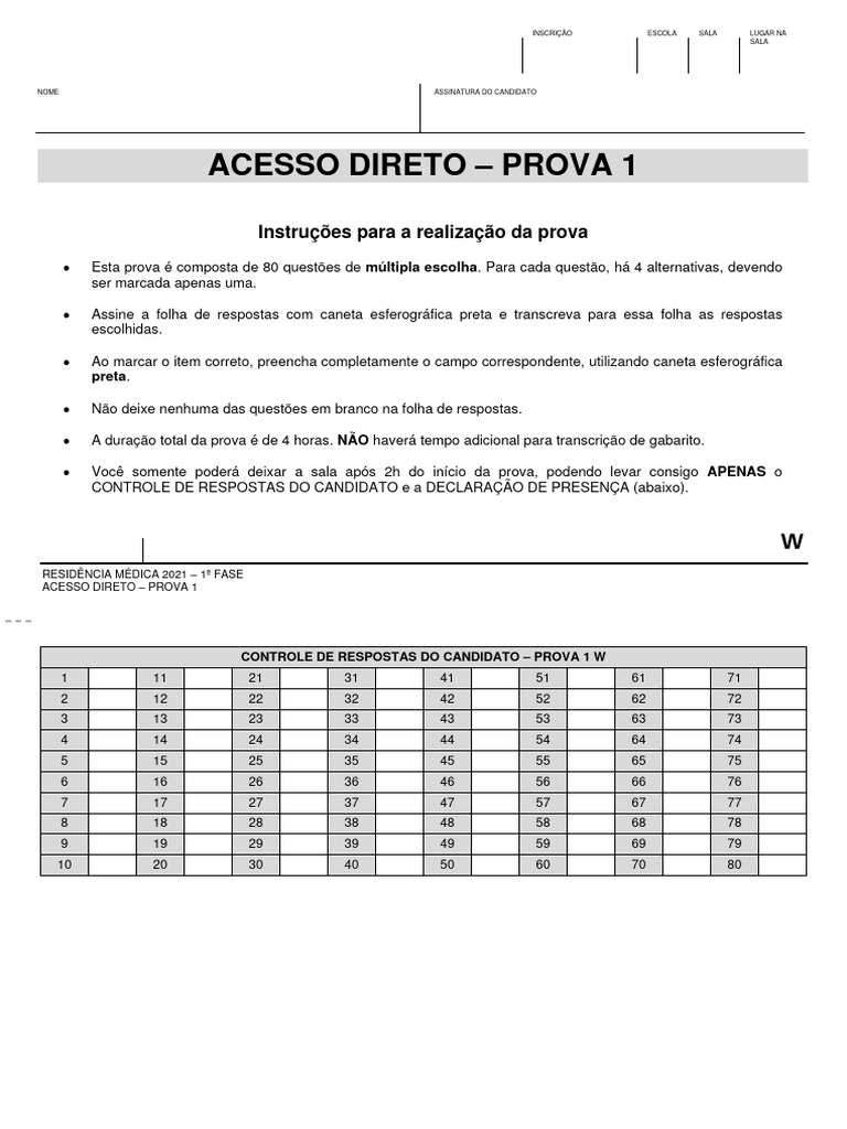 Prova de Residência Médica 2021 - 1ª Fase | PDF | Gravidez | Hipertensão