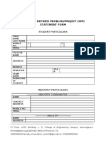 Industry Defined Problem/Project (Idp) Statement Form: Student Particulars