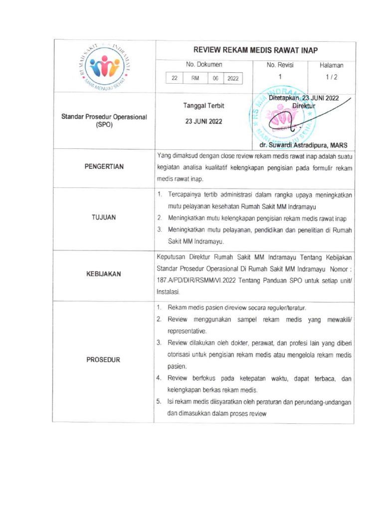 Spo Review Rekam Medis Ranap | PDF