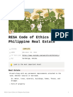 RESA Code of Ethics For Philippine Real Estate