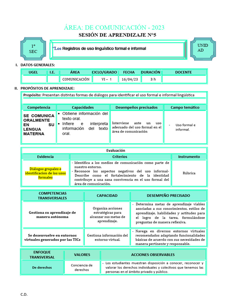 Uso de Lenguaje Formal e Informal | PDF | Crecimiento personal y ...