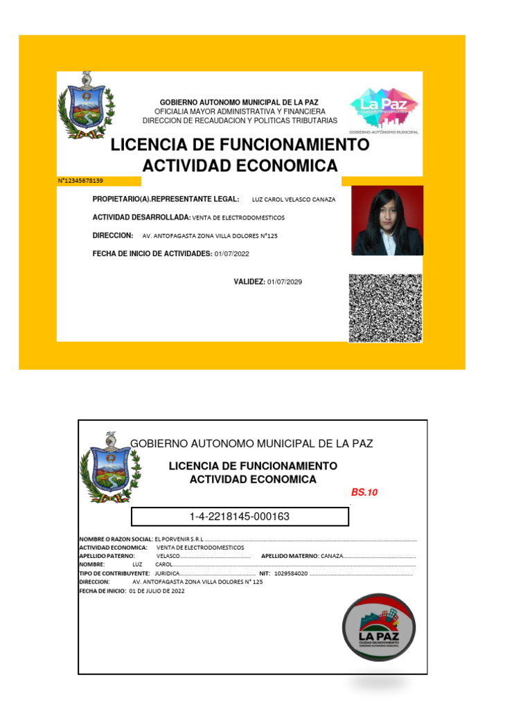 Licencia de Funcionamiento La Paz 2023 | PDF | Finanzas y dinero