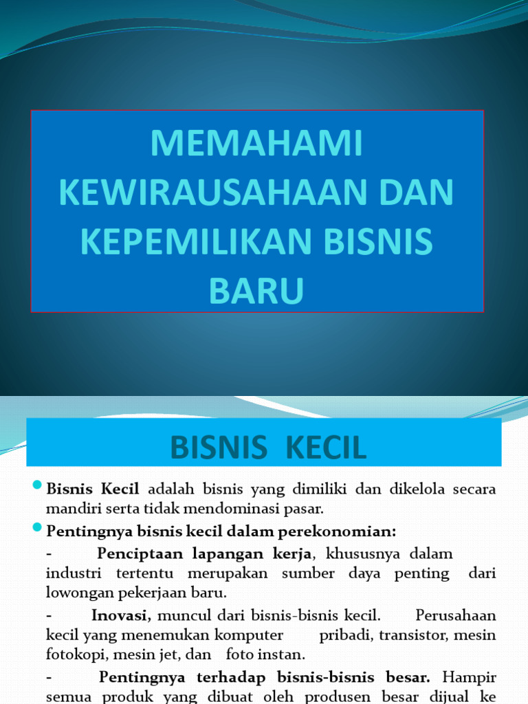 Memahami Kewirausahaan Dan Kepemilikan Bisnis Baru | PDF | Bisnis | Hukum