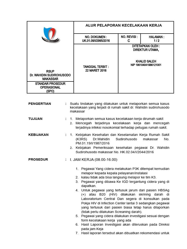 Alur Pelaporan Kecelakaan Kerja 2016 Pdf