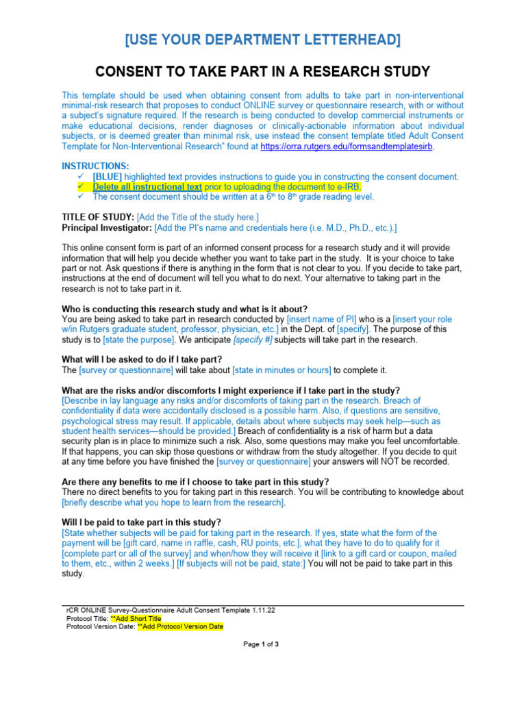 RCR Online SurveyQuestionnaire Adult Consent Template 1.11.22 PDF