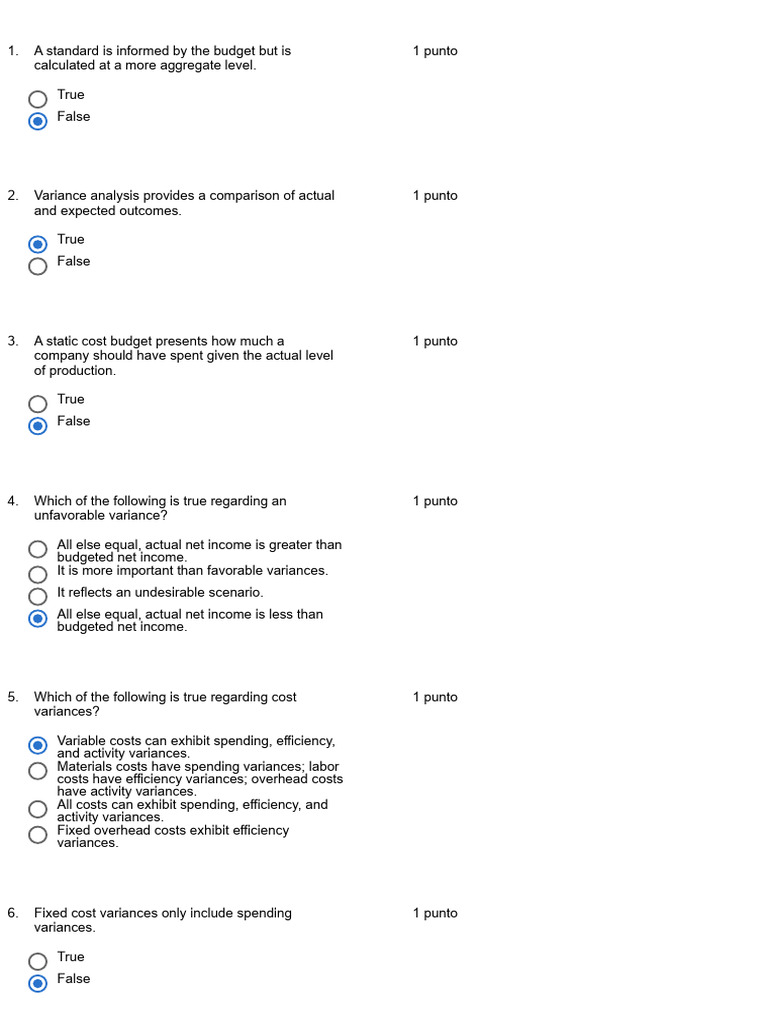 Standard costing and variance analysis conceptual quiz coursera 8 pdf