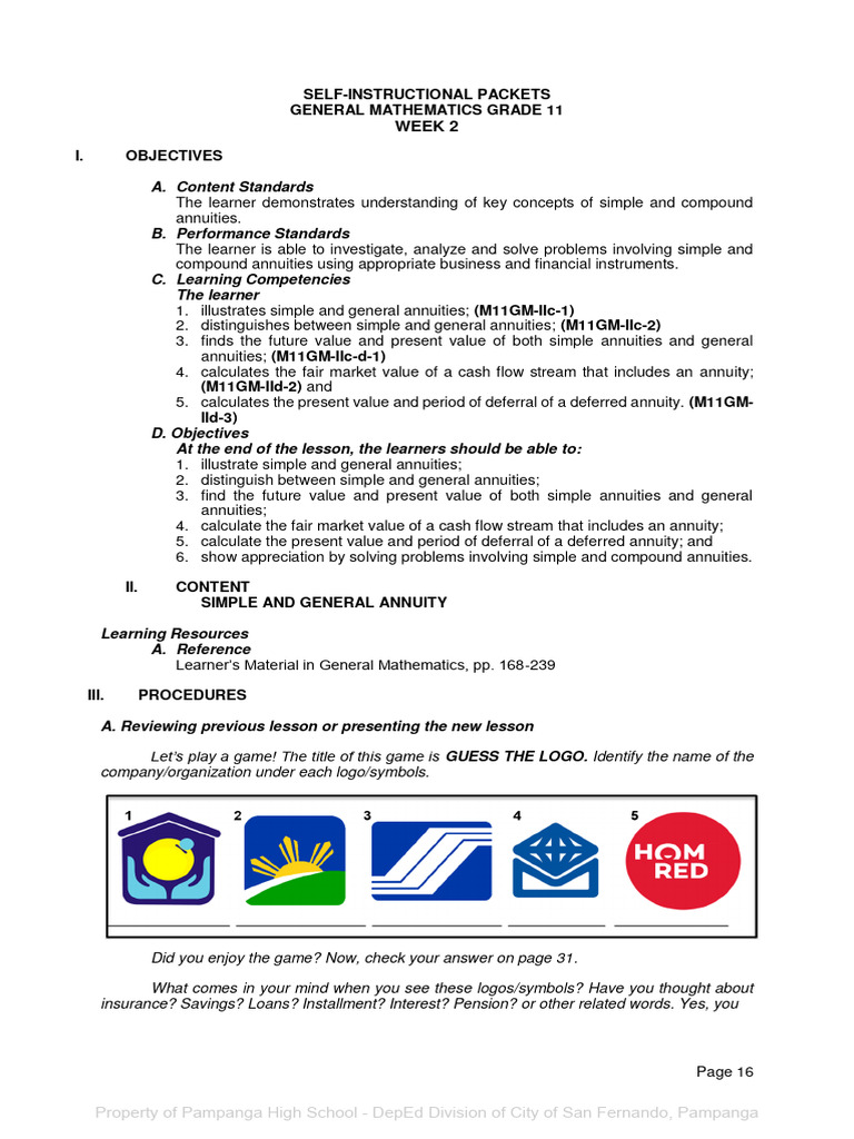 Grade 11 Math: Annuities Guide | PDF | Present Value | Interest