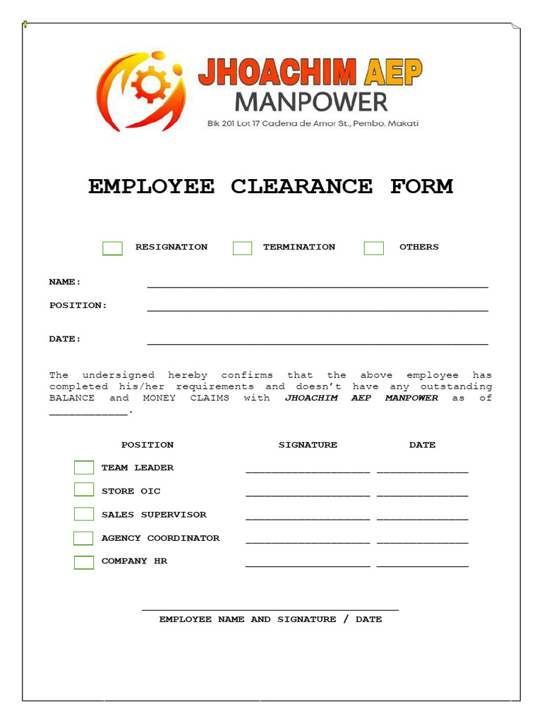 Aep Clearance Form | PDF