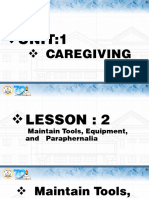 HAFT LESSON 2 TLE 8 CAREGIVING Maintain ToolsJ EquipmentJ AndG Paraphernalia