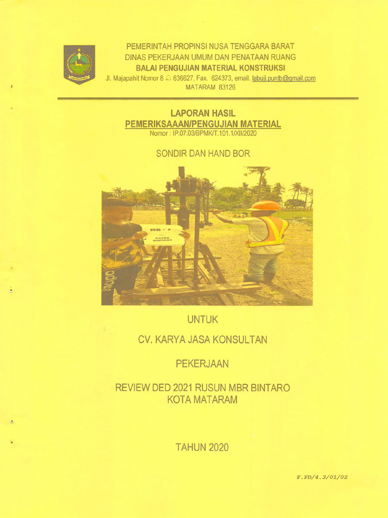 Contoh Laporan Hasil SONDIR Dan HAND BOR | PDF