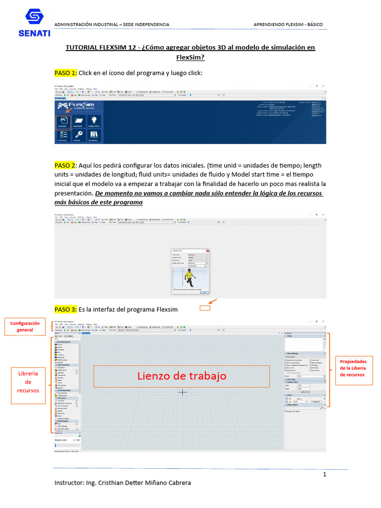 Objetos 3D en FlexSim: Tutorial Básico | PDF | Simulación | Informática