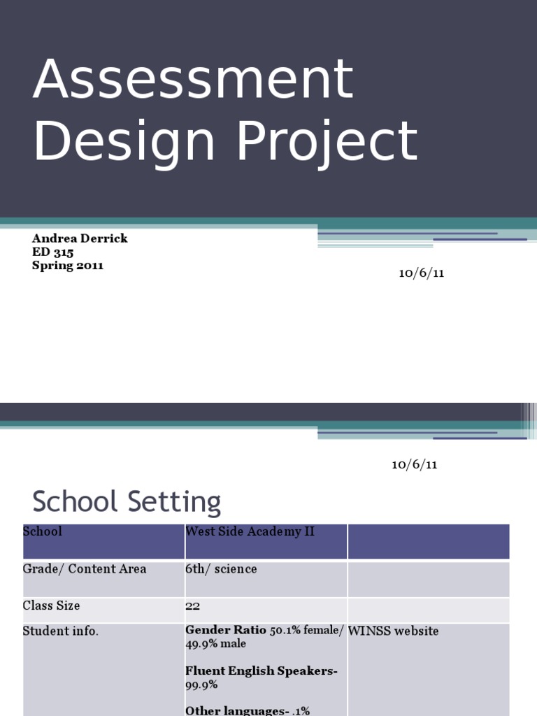 Assessment Design for Science Project | PDF | Educational Assessment ...