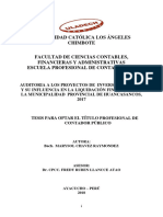 AUDITORIA DE PROYECTOS DE LA INVERSION PUBLICA Y SU INFLUENCIA EN LA LIQUIDACION FINANCIERA EN LA MUNICIPALIDAD