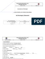 Programa Analítico Psicología y Educación (Modalidad No Escolarizada)