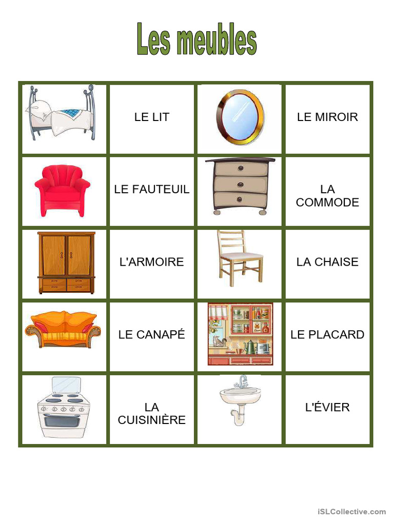 Jeu éducatif sur le mobilier domestique | PDF | Arts du langage et ...