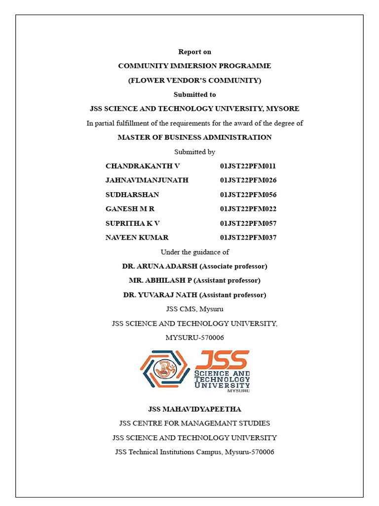 Community Immersion Programme PDF Floristry Pricing