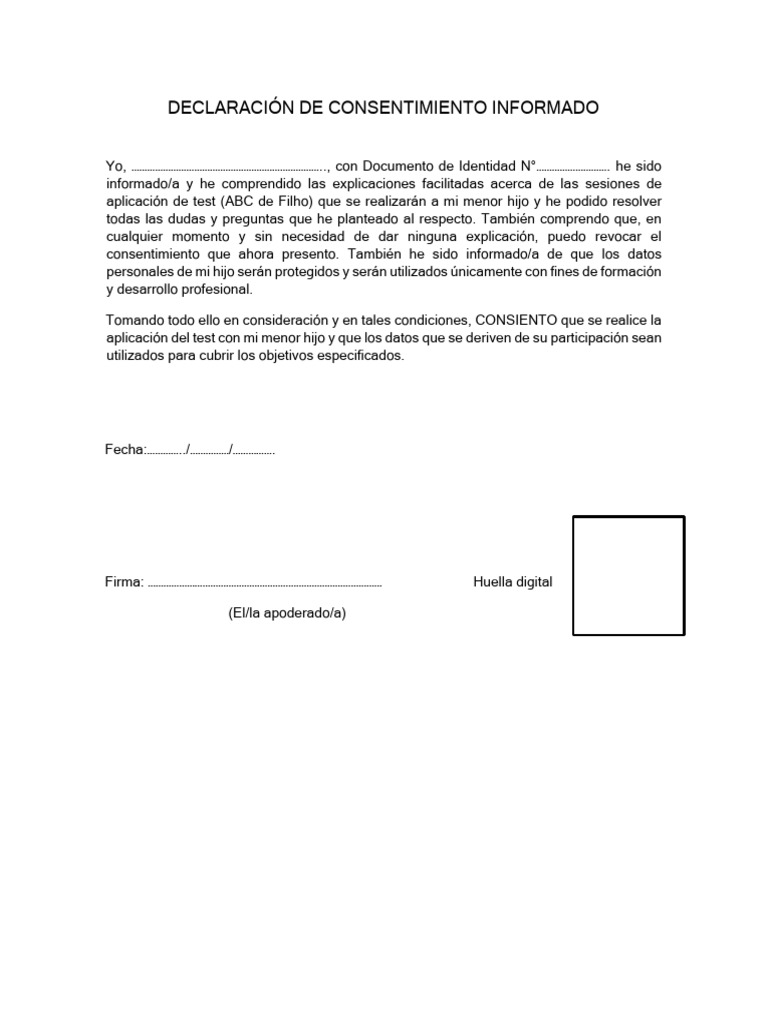 Ficha de consentimiento informado para la grabaci n pdf