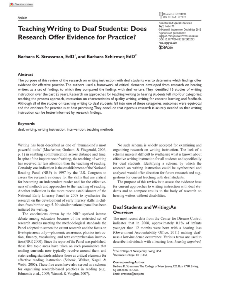 Writing Instruction for Deaf Students | PDF