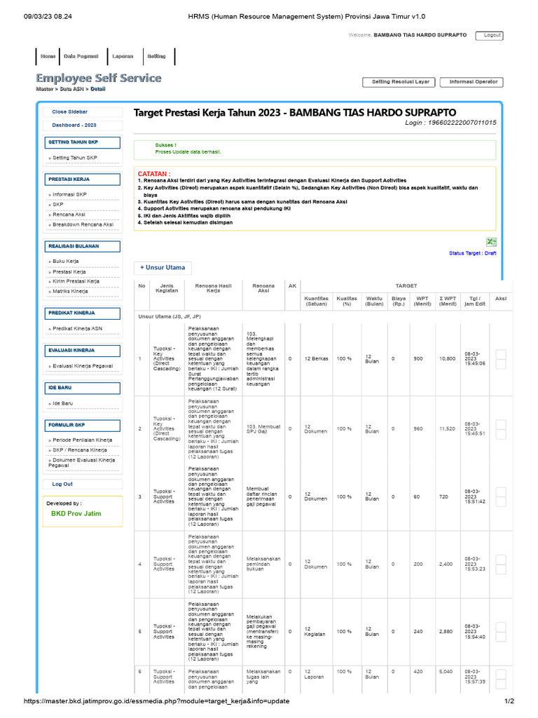 HRMS (Human Resource Management System) Provinsi Jawa Timur v1.0 | PDF