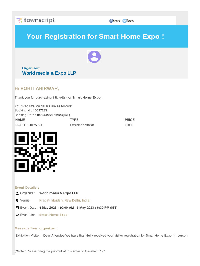 Ticket(s) For Smart Home Expo PDF Service Industries Computing