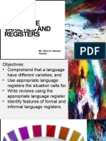 On Varieties of English and Language Registers