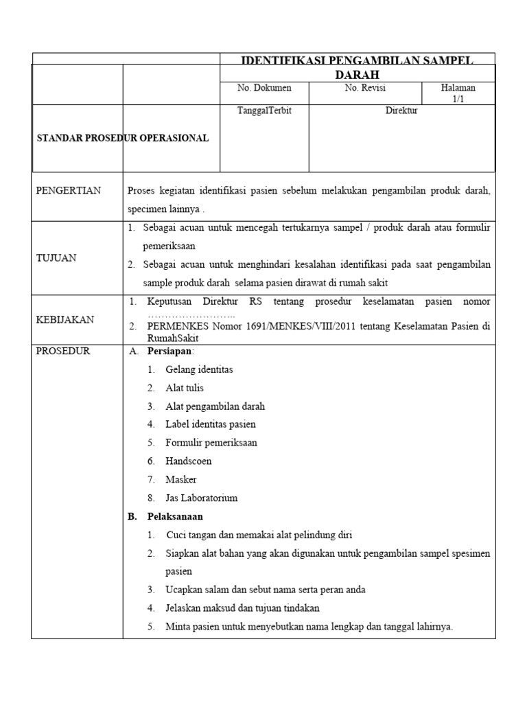 STLT proses pengambilan sampel darah
