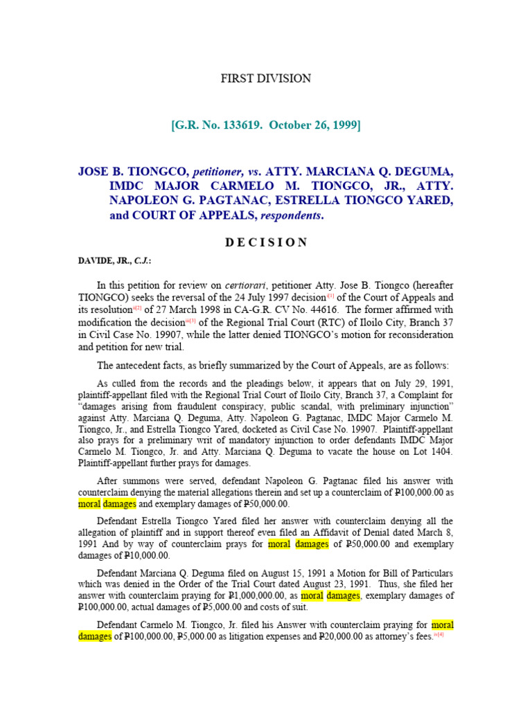 Moral Damages PDF Lawsuit Damages