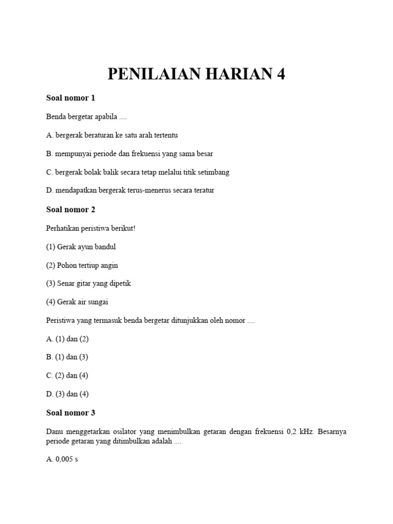 Latihan Soal Getaran Gelombang Kelas 8 Pdf