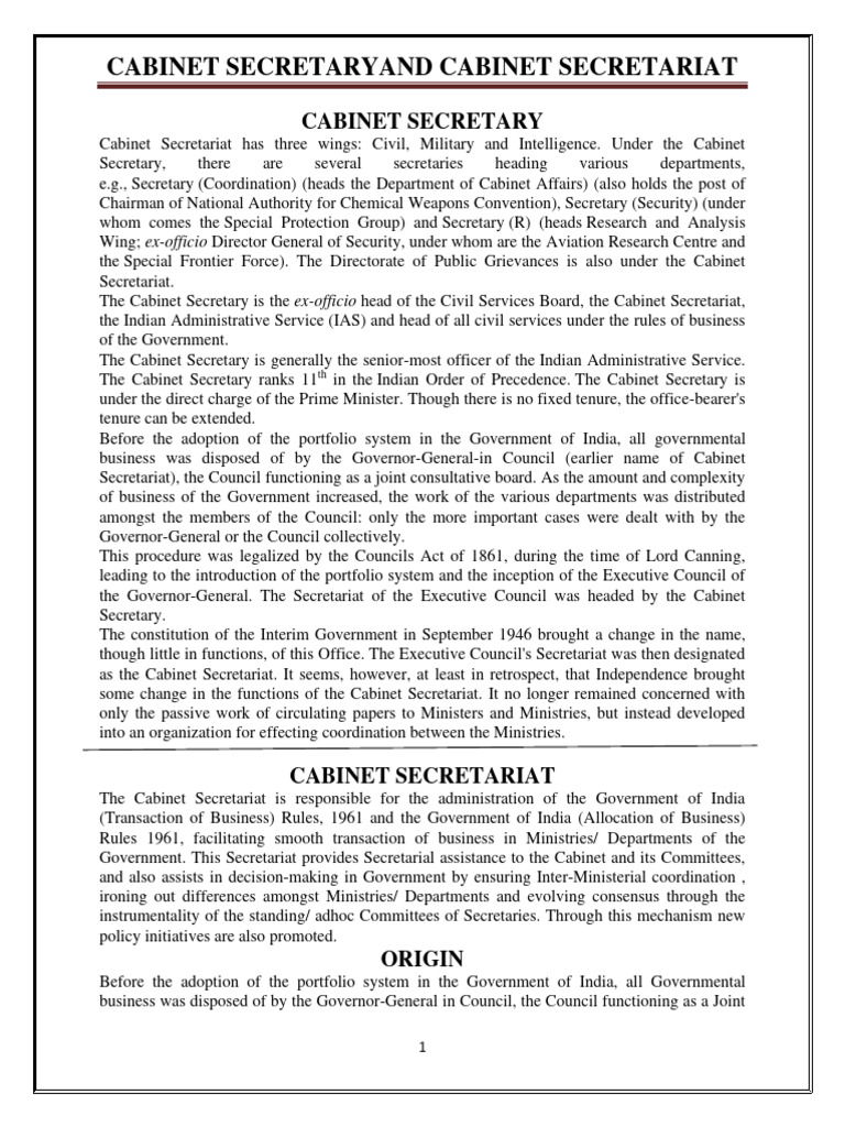 Overview of Cabinet Secretary Roles | PDF | Social Science