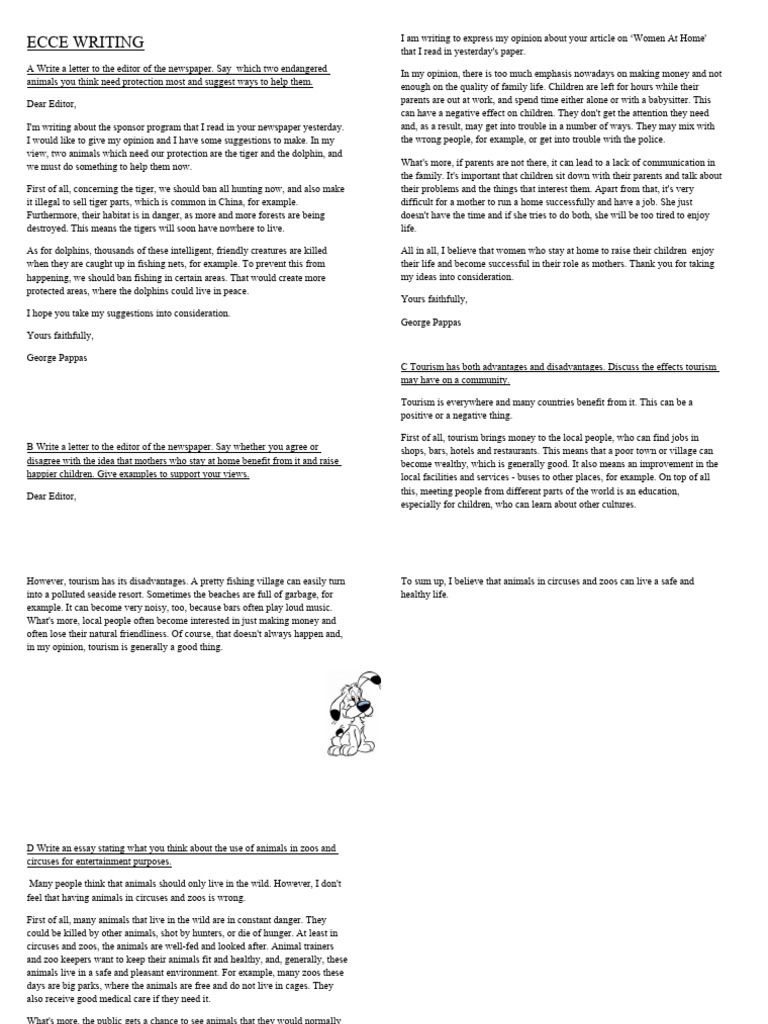 B2 Formal Letter | PDF | Zoo | Tourism