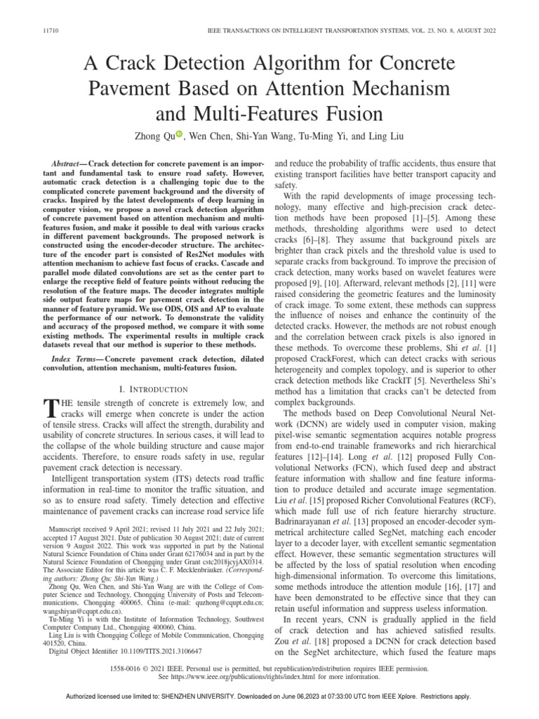 A Crack Detection Algorithm For Concrete Pavement Based On Attention ...