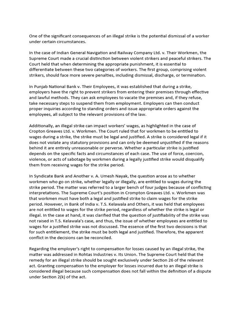 Illegal Strike Pdf Strike Action Employment