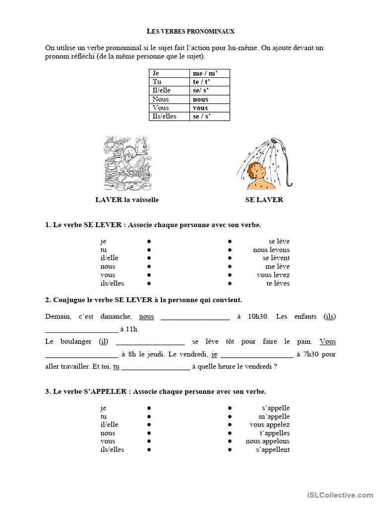 Exercices sur les verbes pronominaux | PDF | Arts du langage et discipline