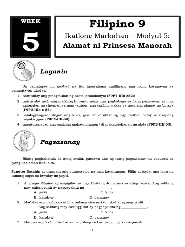 Filipino 9 3rd Quarter Module 5 Pdf