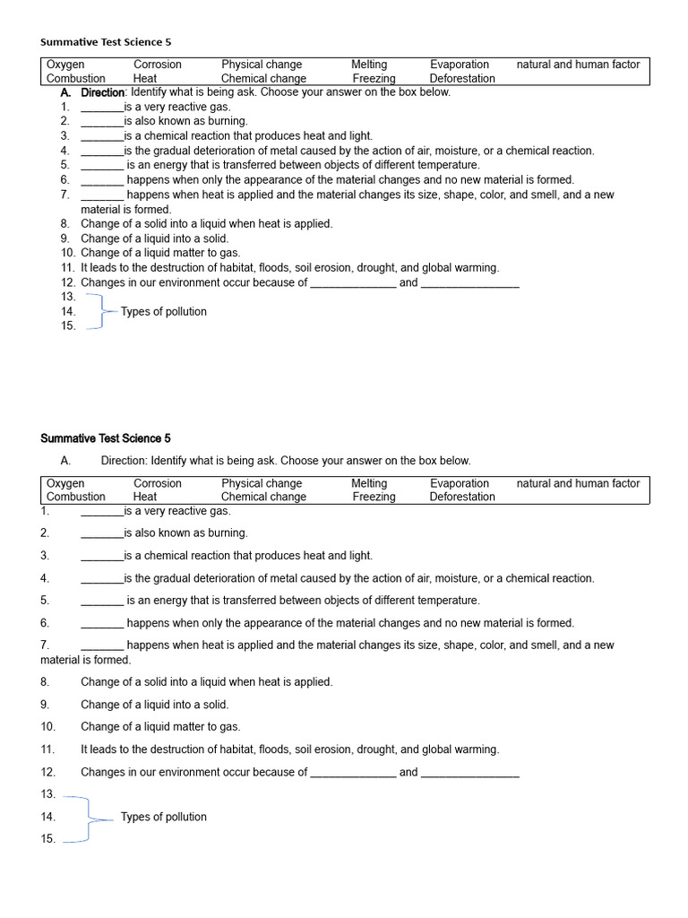 Summative Test Science 5 Download Free Pdf Combustion Heat
