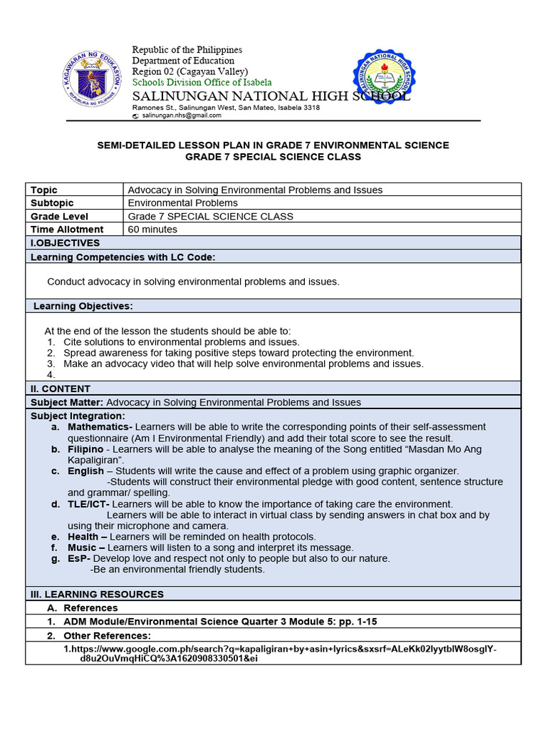 Lesson Plan Demo Environmental Science | PDF | Waste | Learning