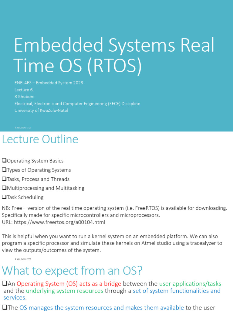 Embedded Systems RTOS Overview | PDF | Process (Computing) | Kernel ...