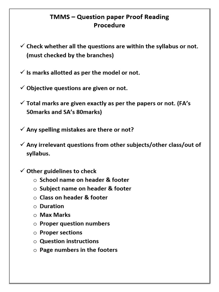 Proof reading procedure pdf